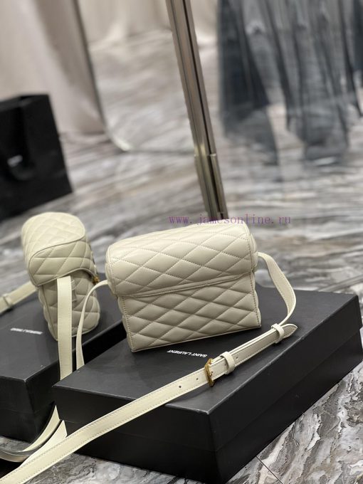 Yves Saint Laurent Bags JUNE Quilted Sheepskin Box Bag_Adopting a front flip cover and a shaped barrel design, the c j1esrp0f - Image 10