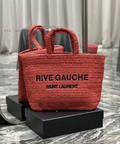 Yves Saint Laurent Bags 」 Red 」RIVE GAUCHE Lafite Grass Weaving Tote is full of artistic atmosphere~Lafite Grass Wea d6wp70br