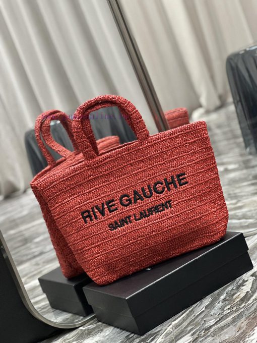 Yves Saint Laurent Bags 」 Red 」RIVE GAUCHE Lafite Grass Weaving Tote is full of artistic atmosphere~Lafite Grass Wea d6wp70br - Image 3