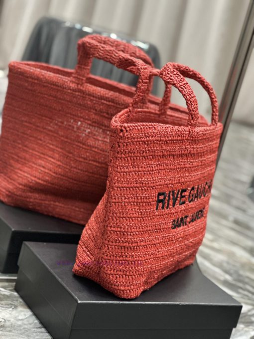 Yves Saint Laurent Bags 」 Red 」RIVE GAUCHE Lafite Grass Weaving Tote is full of artistic atmosphere~Lafite Grass Wea d6wp70br - Image 6