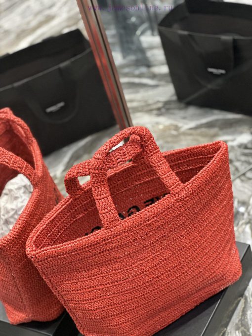 Yves Saint Laurent Bags 」 Red 」RIVE GAUCHE Lafite Grass Weaving Tote is full of artistic atmosphere~Lafite Grass Wea d6wp70br - Image 8