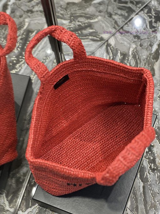 Yves Saint Laurent Bags 」 Red 」RIVE GAUCHE Lafite Grass Weaving Tote is full of artistic atmosphere~Lafite Grass Wea d6wp70br - Image 9