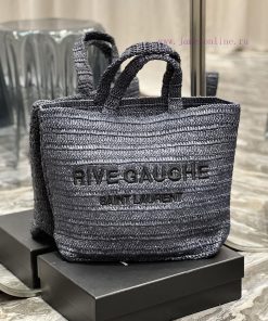 Yves Saint Laurent Bags 」 Blue 」RIVE GAUCHE Lafite Grass Weaving Tote is full of artistic atmosphere~Lafite Grass We jbfuwher