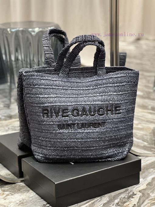 Yves Saint Laurent Bags 」 Blue 」RIVE GAUCHE Lafite Grass Weaving Tote is full of artistic atmosphere~Lafite Grass We jbfuwher