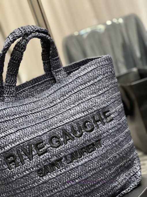 Yves Saint Laurent Bags 」 Blue 」RIVE GAUCHE Lafite Grass Weaving Tote is full of artistic atmosphere~Lafite Grass We jbfuwher - Image 5