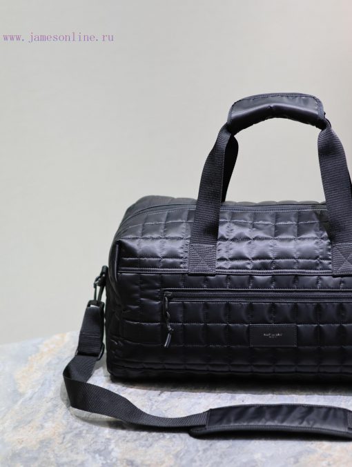 Yves Saint Laurent Bags Checkered nylon travel tote bagDurable and polished nylon fabric with woven straps, handles, rrdlufrz - Image 4