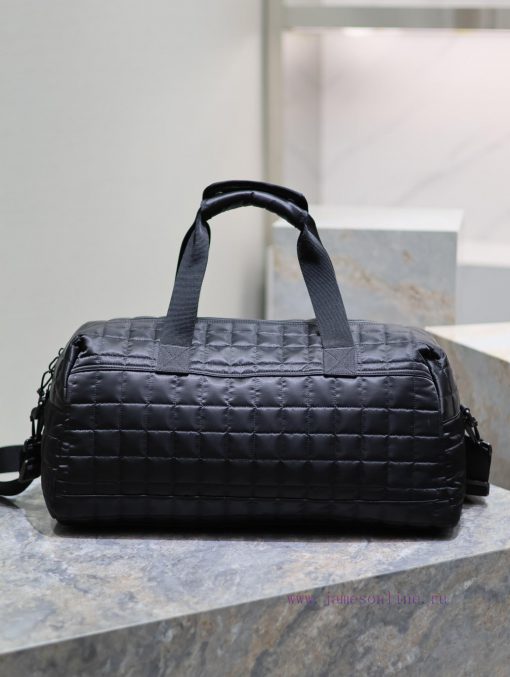 Yves Saint Laurent Bags Checkered nylon travel tote bagDurable and polished nylon fabric with woven straps, handles, rrdlufrz - Image 9