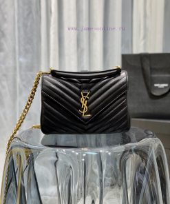 Yves Saint Laurent Bags Monogram college Black gold buckle_24cmWannian postman bag, hot and explosive 24cm, street mmfhw8sg