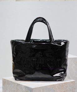 Yves Saint Laurent Bags Black patent leather tote bag_Newly launched men's simple and fashionable shopping tote bag 9yaf4p5v