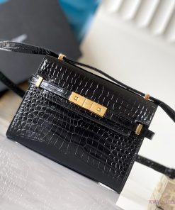 Yves Saint Laurent Bags Premium black crocodile patterned gold buckleManhattan mini_ Underarm/crossbody bag The clas zpuljkkx