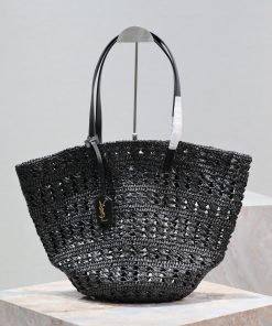 Yves Saint Laurent Bags Quick drop of woven bagsVegetable basket hollowed out straw woven tote bag_The exquisite Par c65yves9