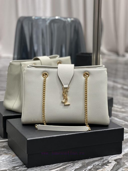 Yves Saint Laurent Bags White caviarY's caviar cowhide large tote bag/shopping bagThe iconic logo is transformed int fca75p4d - Image 2