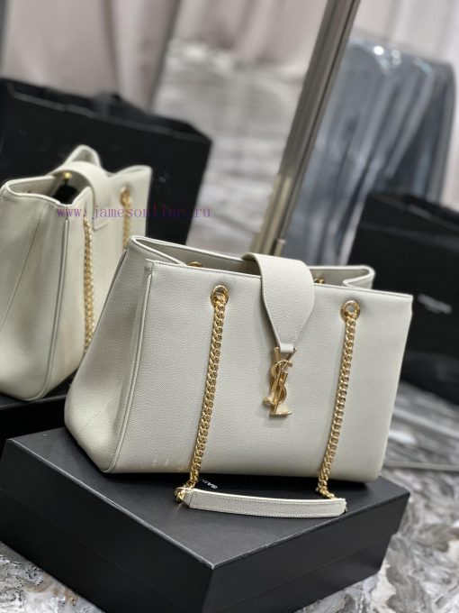 Yves Saint Laurent Bags White caviarY's caviar cowhide large tote bag/shopping bagThe iconic logo is transformed int fca75p4d - Image 3