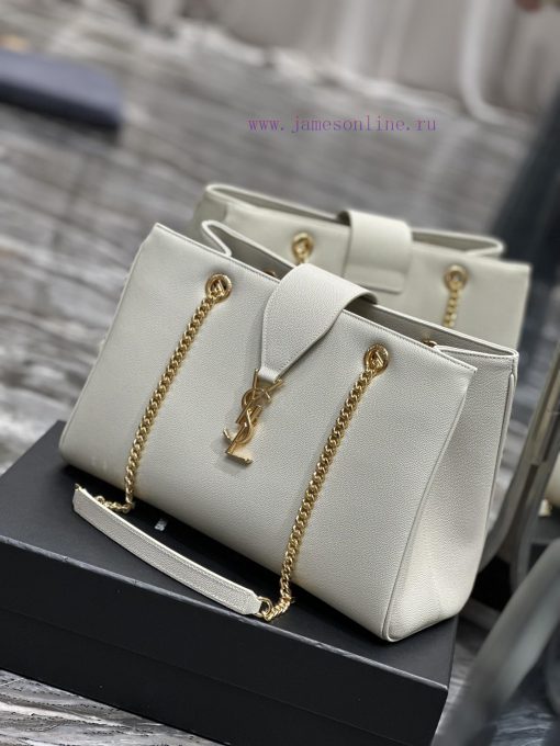 Yves Saint Laurent Bags White caviarY's caviar cowhide large tote bag/shopping bagThe iconic logo is transformed int fca75p4d - Image 4