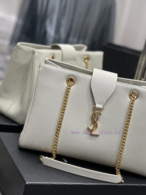 Yves Saint Laurent Bags White caviarY's caviar cowhide large tote bag/shopping bagThe iconic logo is transformed int fca75p4d - Image 5