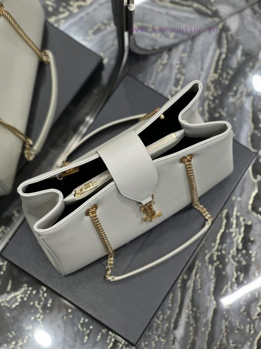 Yves Saint Laurent Bags White caviarY's caviar cowhide large tote bag/shopping bagThe iconic logo is transformed int fca75p4d - Image 6