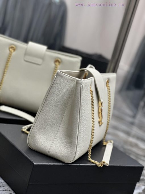 Yves Saint Laurent Bags White caviarY's caviar cowhide large tote bag/shopping bagThe iconic logo is transformed int fca75p4d - Image 8