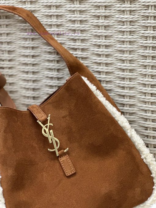 Yves Saint Laurent Bags Earth yellow frosted leather paired with lamb wool_Explosive LE 5A7 Underarm BagThis year's 1qb1ybhi - Image 6