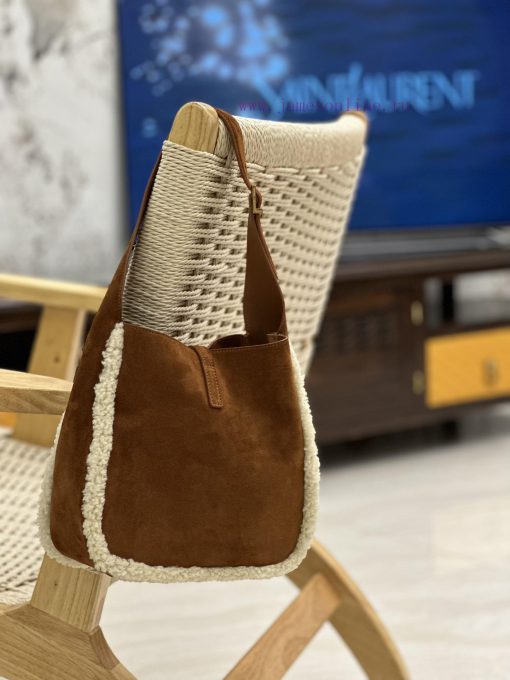 Yves Saint Laurent Bags Earth yellow frosted leather paired with lamb wool_Explosive LE 5A7 Underarm BagThis year's 1qb1ybhi - Image 7