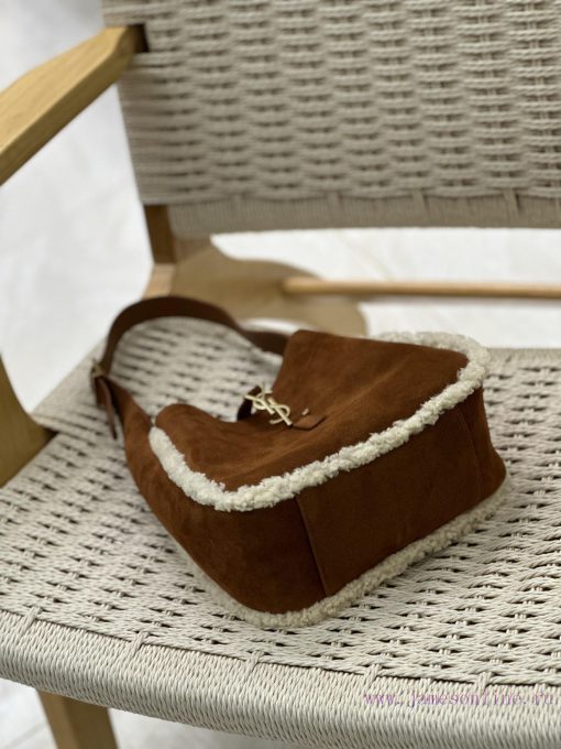 Yves Saint Laurent Bags Earth yellow frosted leather paired with lamb wool_Explosive LE 5A7 Underarm BagThis year's 1qb1ybhi - Image 8
