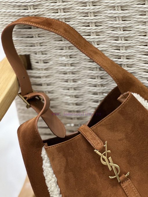 Yves Saint Laurent Bags Earth yellow frosted leather paired with lamb wool_Explosive LE 5A7 Underarm BagThis year's 1qb1ybhi - Image 9