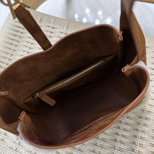 Yves Saint Laurent Bags Earth yellow frosted leather paired with lamb wool_Explosive LE 5A7 Underarm BagThis year's 1qb1ybhi - Image 10