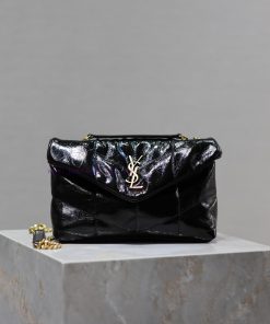 Yves Saint Laurent Bags Black gold buckle oil wax leather double chainLoulou Puffer mini_ Mini Double Chain Bag Come krtmj7mf