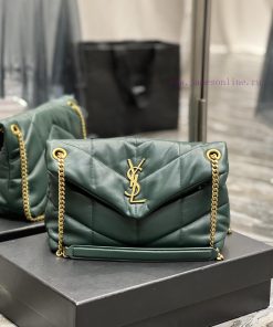 Yves Saint Laurent Bags Dark green gold buckle𝙇𝙤𝙪𝙡𝙤𝙪𝙋𝙪𝙛𝙛𝙚𝙧 Quilted lamb leather bag, made of 100% lambskin, with a s a4v2w9o1