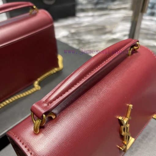 Yves Saint Laurent Bags 𝑺𝒖𝒏𝒔𝒆𝒕 𝑾𝒐𝒄 Wine red gold buckle toothpick pattern_Here comes the new sunset bag with toothp nl0t036f - Image 5