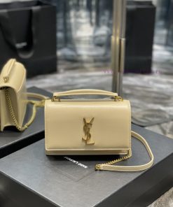 Yves Saint Laurent Bags 𝑺𝒖𝒏𝒔𝒆𝒕 𝑾𝒐𝒄 Apricot colored gold buckle toothpick pattern_Here comes the new sunset bag with 9kcak4g3