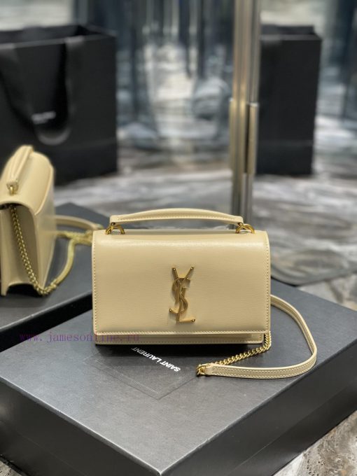 Yves Saint Laurent Bags 𝑺𝒖𝒏𝒔𝒆𝒕 𝑾𝒐𝒄 Apricot colored gold buckle toothpick pattern_Here comes the new sunset bag with 9kcak4g3 - Image 2