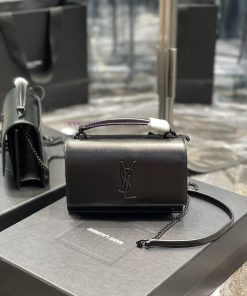 Yves Saint Laurent Bags 𝑺𝒖𝒏𝒔𝒆𝒕 𝑾𝒐𝒄 Black buckle toothpick pattern_Here comes the new sunset bag with toothpick patt 9qgmae11