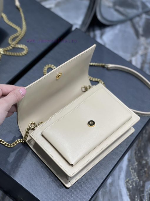 Yves Saint Laurent Bags 𝑺𝒖𝒏𝒔𝒆𝒕 𝑾𝒐𝒄 Apricot colored gold buckle toothpick pattern_Here comes the new sunset bag with 9kcak4g3 - Image 9