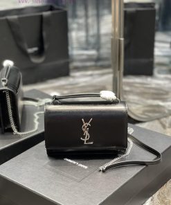 Yves Saint Laurent Bags 𝑺𝒖𝒏𝒔𝒆𝒕 𝑾𝒐𝒄 Black silver buckle toothpick pattern_Here comes the new sunset bag with toothpi agh573ek
