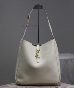 Yves Saint Laurent Bags White_Excluding packagingLE 5A ̀ 7_ Large Smooth Leather Soft Handbag Large, Korean Star Sam mf65aujz