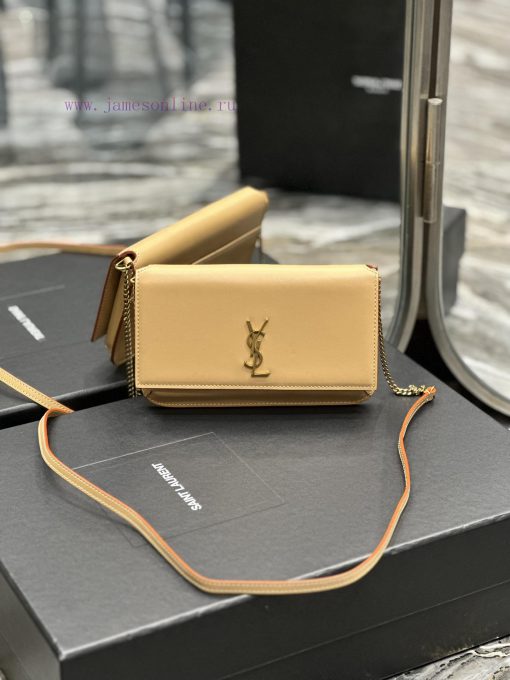 Yves Saint Laurent Bags MONOGRAM Apricot Plain with Gold BucklePhone Holder Mini Bag_For the current super popular t h9mefu7c