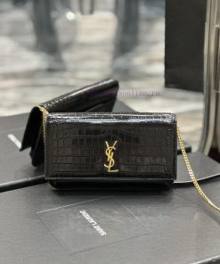 Yves Saint Laurent Bags MONOGRAM Black Crocodile Pattern Gold BucklePhone Holder Mini Bag_For the current super popu aa74ppto