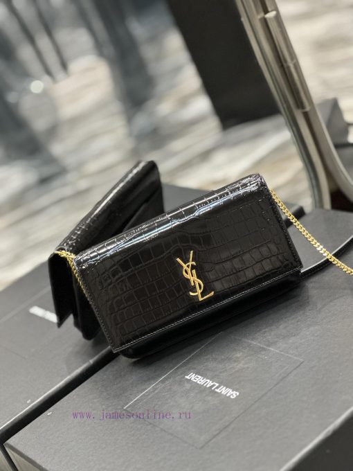 Yves Saint Laurent Bags MONOGRAM Black Crocodile Pattern Gold BucklePhone Holder Mini Bag_For the current super popu aa74ppto - Image 3