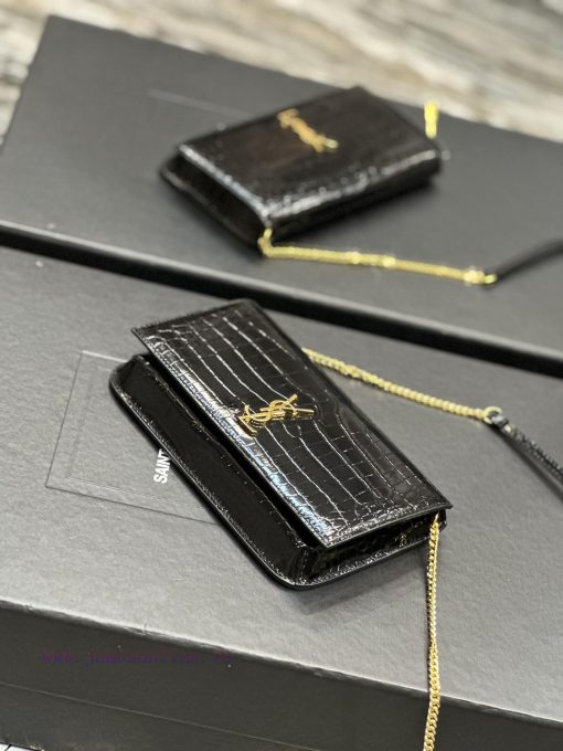 Yves Saint Laurent Bags MONOGRAM Black Crocodile Pattern Gold BucklePhone Holder Mini Bag_For the current super popu aa74ppto - Image 7