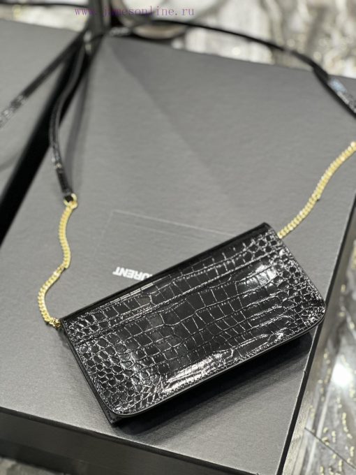 Yves Saint Laurent Bags MONOGRAM Black Crocodile Pattern Gold BucklePhone Holder Mini Bag_For the current super popu aa74ppto - Image 10