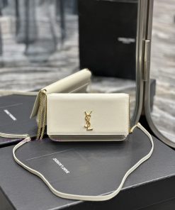 Yves Saint Laurent Bags MONOGRAM White Hand Rubbing Pattern with Gold BucklePhone Holder Mini Bag_For the current su g5v40vn9