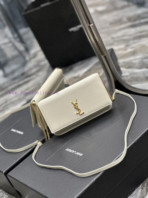 Yves Saint Laurent Bags MONOGRAM White Hand Rubbing Pattern with Gold BucklePhone Holder Mini Bag_For the current su g5v40vn9 - Image 3
