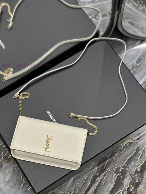 Yves Saint Laurent Bags MONOGRAM White Hand Rubbing Pattern with Gold BucklePhone Holder Mini Bag_For the current su g5v40vn9 - Image 6