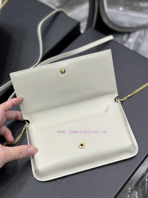 Yves Saint Laurent Bags MONOGRAM White Hand Rubbing Pattern with Gold BucklePhone Holder Mini Bag_For the current su g5v40vn9 - Image 8