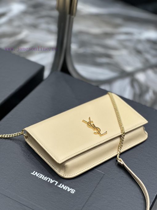 Yves Saint Laurent Bags MONOGRAM Apricot Hand Rubbing Pattern with Gold BucklePhone Holder Mini Bag_For the current 98w9yw97 - Image 7