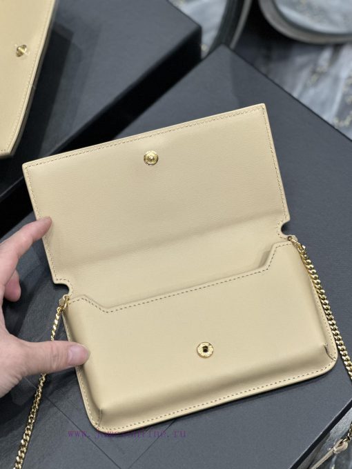 Yves Saint Laurent Bags MONOGRAM Apricot Hand Rubbing Pattern with Gold BucklePhone Holder Mini Bag_For the current 98w9yw97 - Image 8