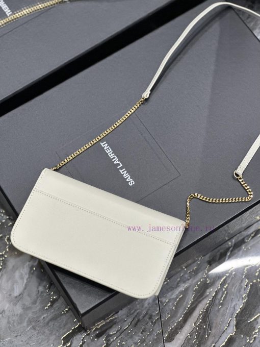 Yves Saint Laurent Bags MONOGRAM White Hand Rubbing Pattern with Gold BucklePhone Holder Mini Bag_For the current su g5v40vn9 - Image 10
