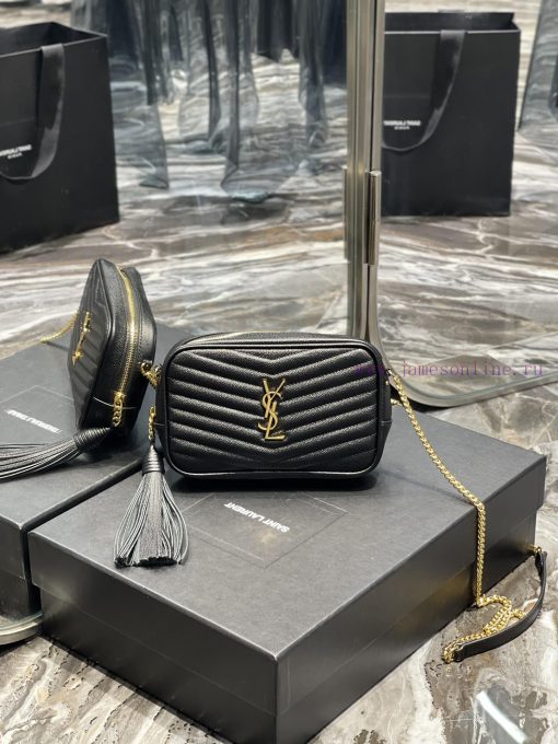 Yves Saint Laurent Bags Black gold buckle_Top class imported cowhide camera bag, ZP open mold printing, to be identi 0cx03ay0 - Image 2
