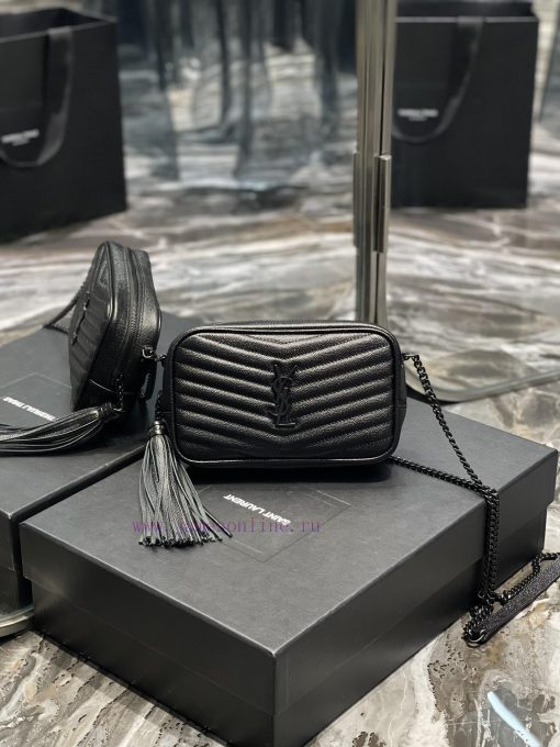 Yves Saint Laurent Bags Black buckle_Top class imported cowhide camera bag, ZP open mold printing, to be identical, uepc3n1q