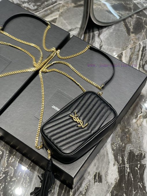 Yves Saint Laurent Bags Black gold buckle_Top class imported cowhide camera bag, ZP open mold printing, to be identi 0cx03ay0 - Image 8